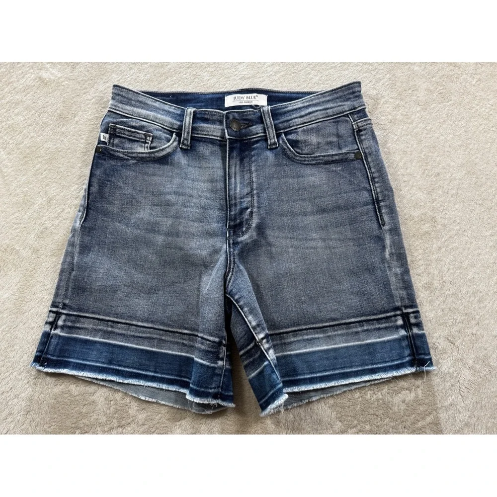 Judy Blue Womens JB15274MD-CO Raw Hem Flap Pocket Denim Shorts M Meas: 28x5.5‎